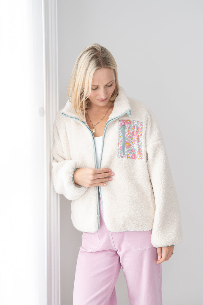 BETSY | Green Trimmed Fleece Made with Liberty Fabrics
