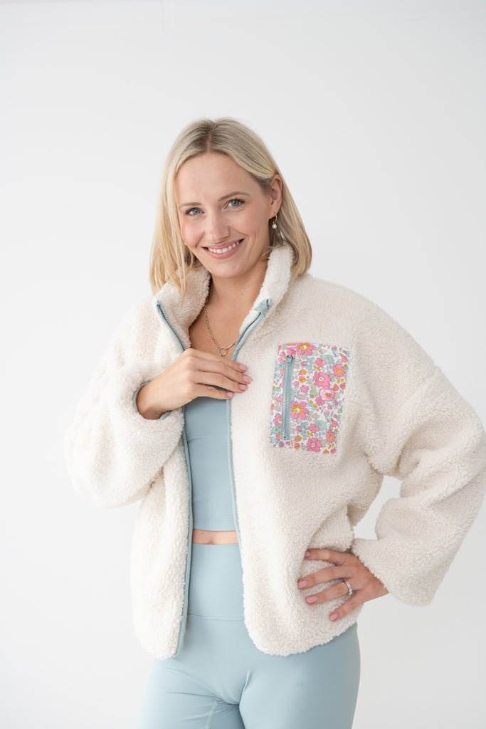 BETSY | Green Trimmed Fleece Made with Liberty Fabrics