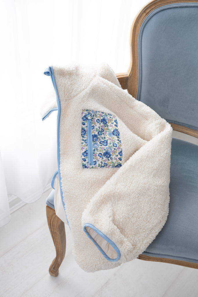 FLORA | Blue Trimmed Fleece Made with Liberty Fabric