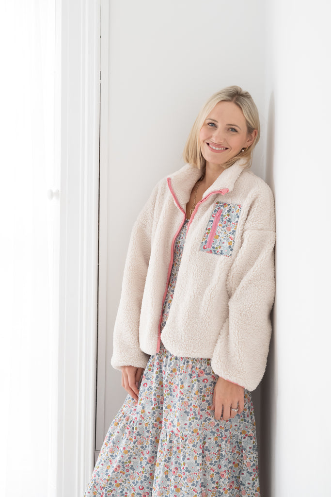 TANSY | Pink Trimmed Fleece Made with Liberty Fabric