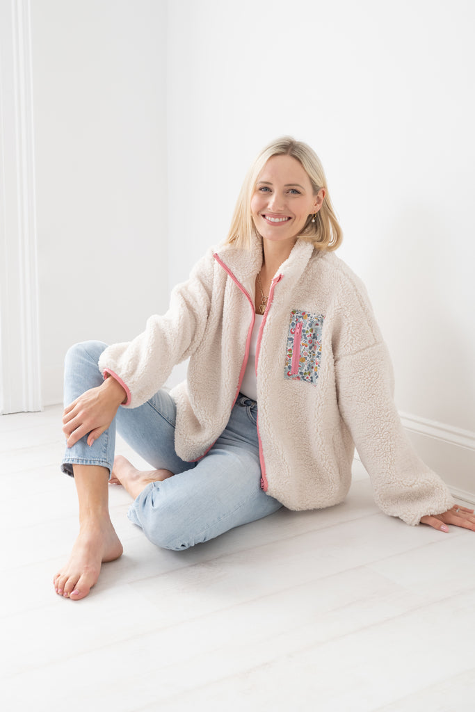 TANSY | Pink Trimmed Fleece Made with Liberty Fabric