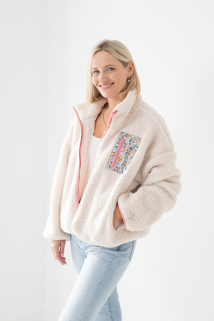 TANSY | Pink Trimmed Fleece Made with Liberty Fabric