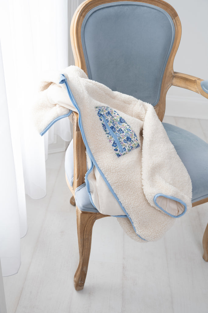 FLORA | Blue Trimmed Fleece Made with Liberty Fabric