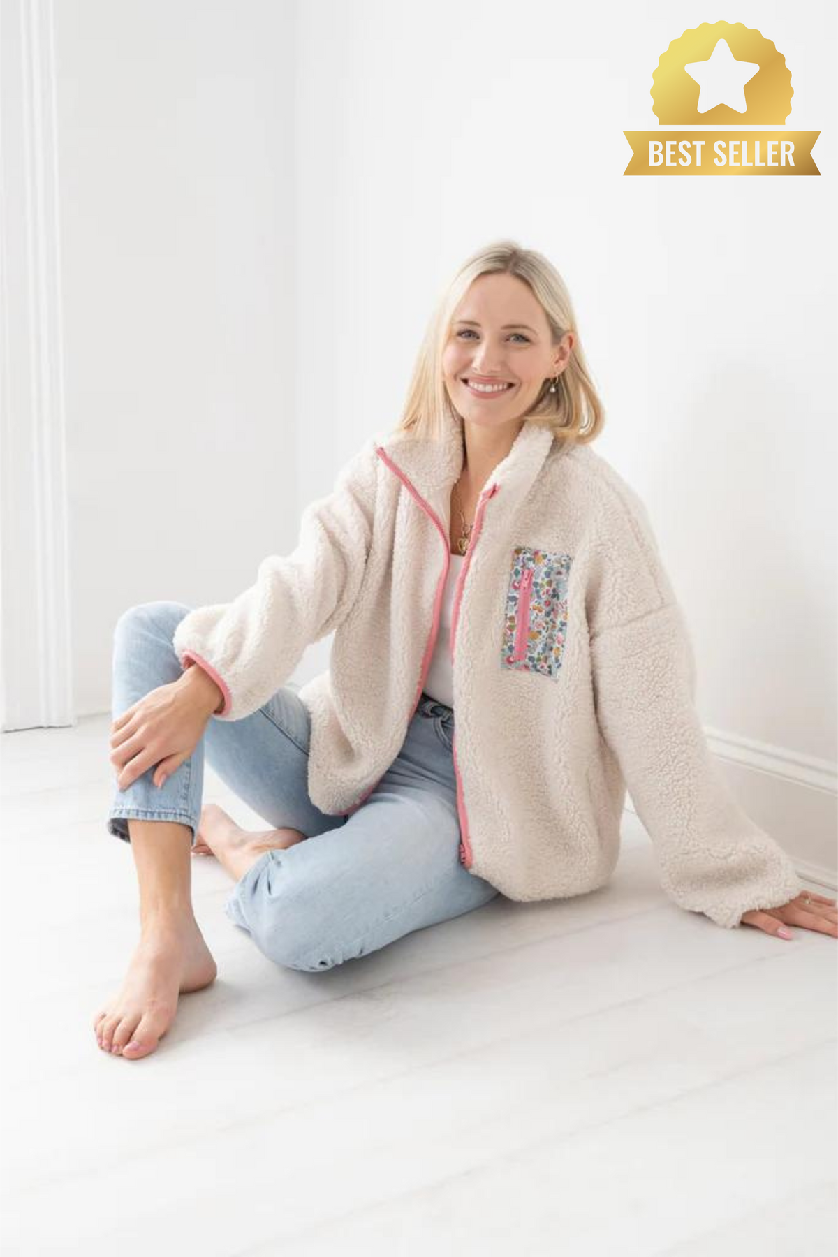 TANSY | Pink Trimmed Fleece Made With Liberty Fabrics Print Pockets