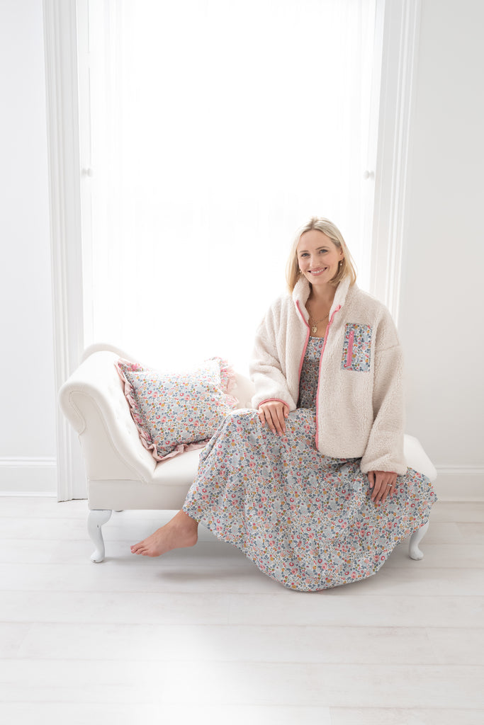 TANSY | Pink Trimmed Fleece Made with Liberty Fabric